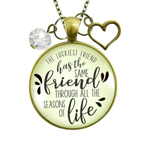 Luckiest Friend Necklace Gutsy Goodness Female Adult Bronze Metal Jewelry