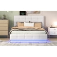 thumbnail image 2 of Bellemave FULL Size LED Platform Bed with Hydraulic Storage System and USB Charger,Solid Wooden Slat Support, No Box Spring Needed(White), 2 of 10