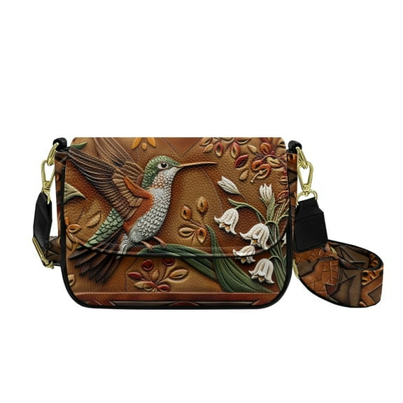 TSOVTHRID Hummingbird Floral Print Crossbody Purse for Women, PU Leather Cell Phone Purse, Trendy Crossbody Bags, Handbags Shoulder Bag for Travel Party