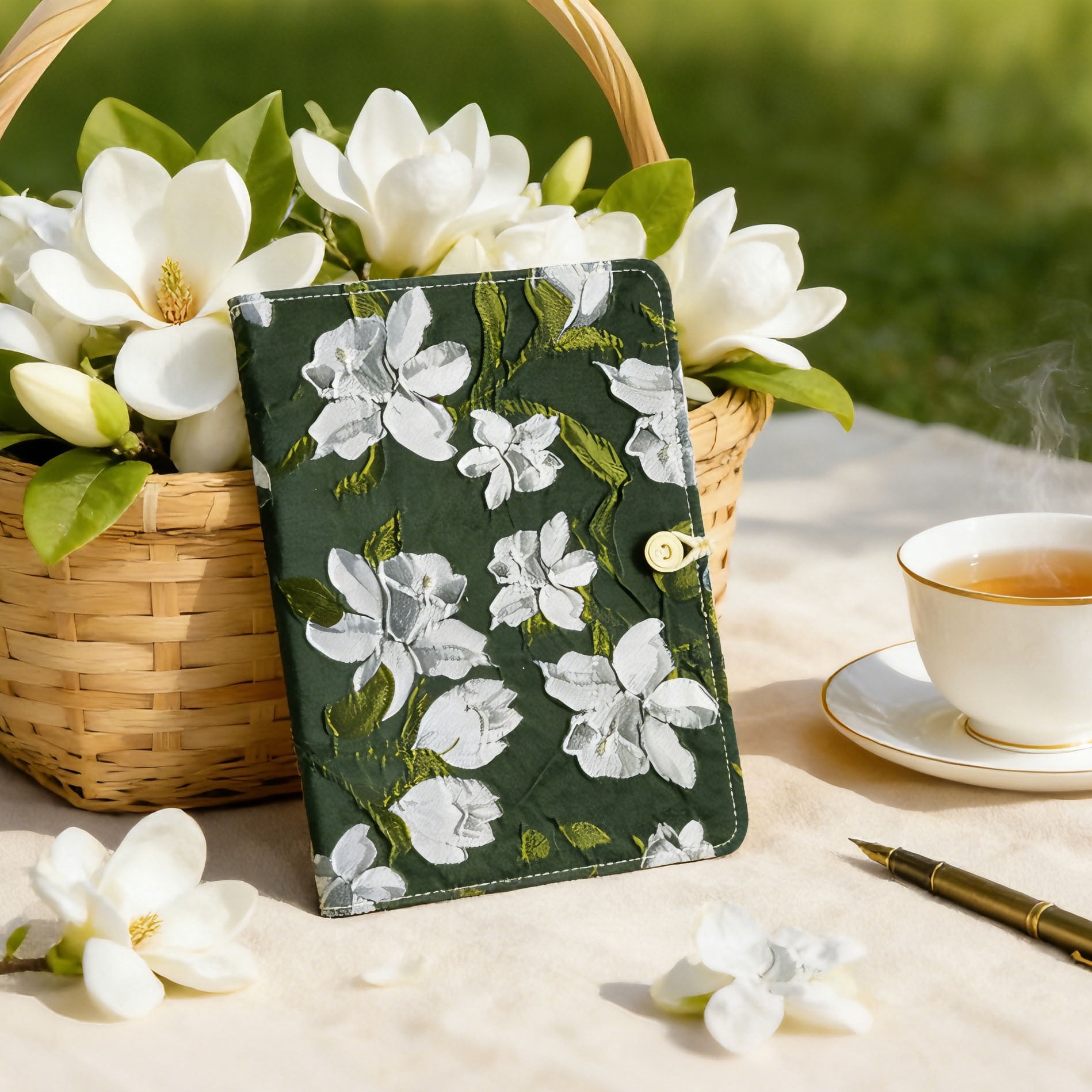 ipoul A5 Binder, 6 Ring Binder, Refillable Notebook, Embroidery Journal, Lined Paper, Gift for Women, Budget Planner, Black Flower