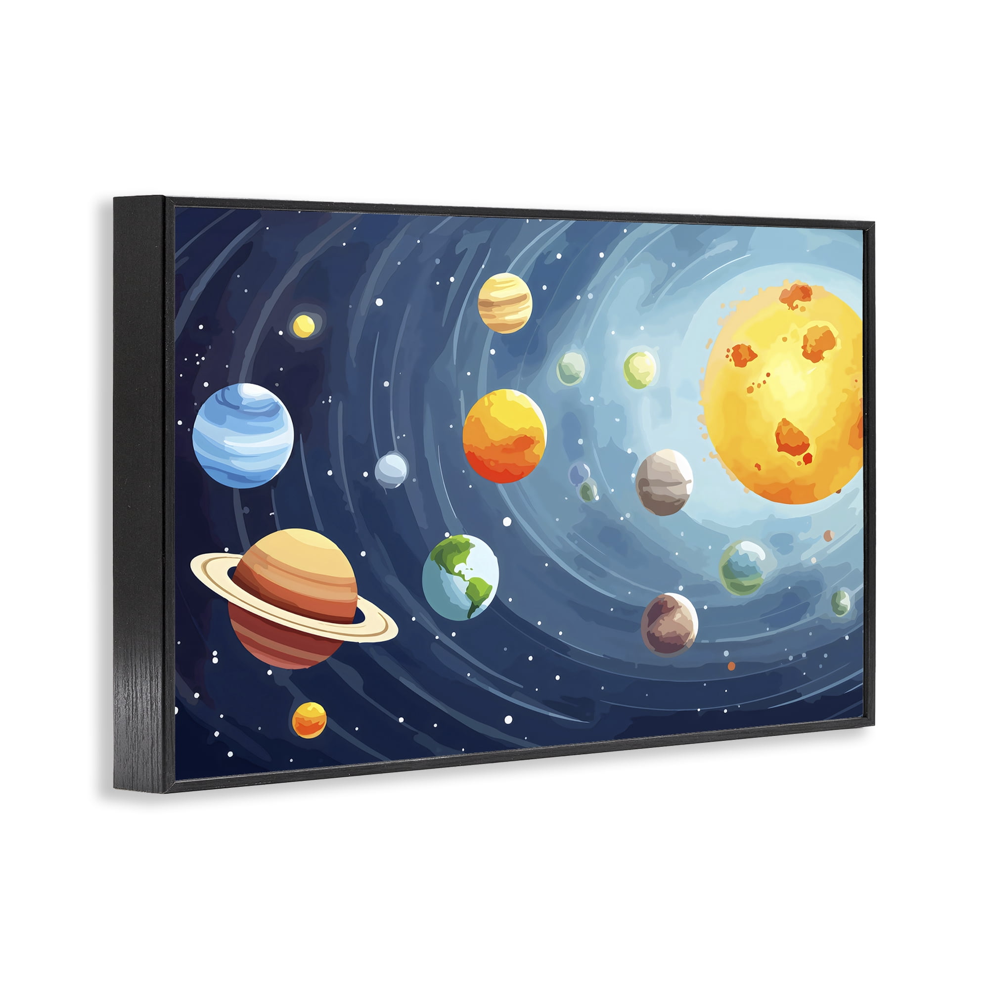 Stupell Industries Solar System Planets Orbit Black Framed Giclee Art, design by Creative Studio