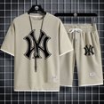 thumbnail image 5 of Conjunto de ropa deportiva de gimnasio para hombre, tejido de punto, secado rápido, camiseta y pantalones cortos casuales de alta calidad, dos piezas falsas de moda de verano, conjunto de 2 piezas, 20, 5 of 5