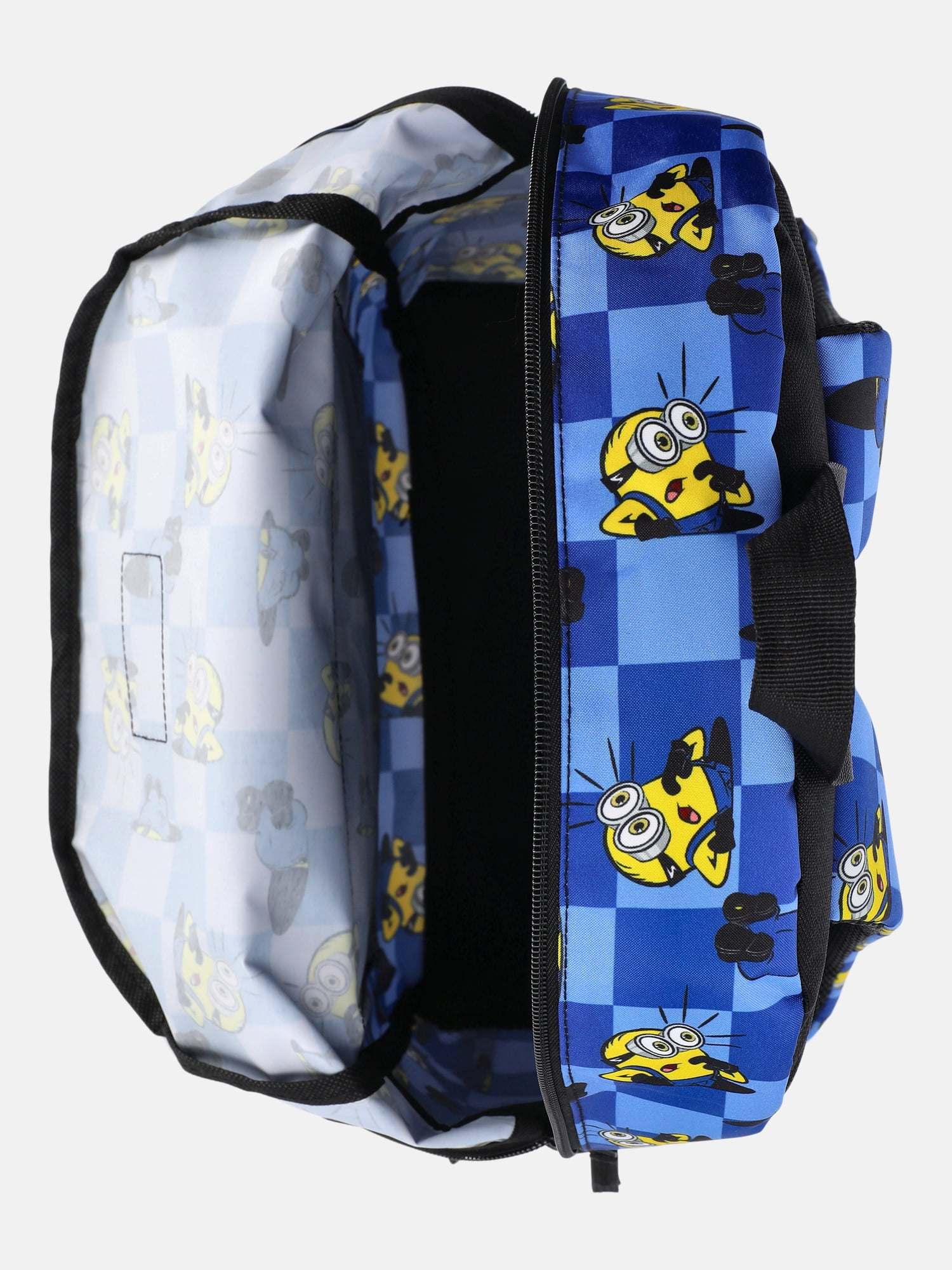 Illumination Minions Unisex 17" Allover-Printed Checkered Backpack with Pencil Pouch, Blue