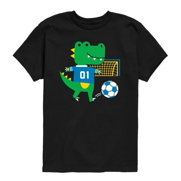 Instant Message - Dino Playing Soccer - Toddler Boys Short Sleeve Graphic T-Shirt