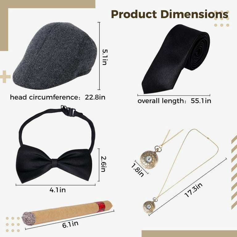 8pcs 1920s Style Great Gatsby Accessories Set For Men Accessories Set  Fedora Hat Costume Accessories Set For Halloween Prom Peformance Cosplay  Party