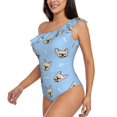 thumbnail image 2 of Haiem Cute French Bulldog Women's One Piece Swimsuits Tummy Control One Shoulder Bathing Suits Ruffle Swimwear-XX-Large, 2 of 8