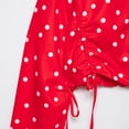 thumbnail image 5 of TGSLY Polka Dot Cropped Jacket for Women Lightweight Soft Stand Collar Long Sleeve Coat Side Adjustable Drawstring Ruched Hem Outerwear Jacket XS, 5 of 7