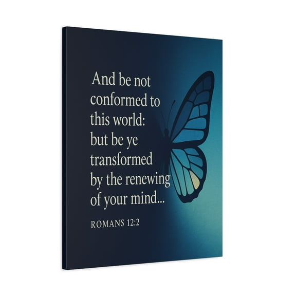 Bible Verse Canvas Romans 12:2 Christian Home Décor Wall Art Scripture Ready to Hang Faith Print