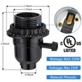 thumbnail image 2 of E26 Light Socket, Threaded Lamp Socket Replacement with ON/Off Switch Medium Base Lamp Parts with Lamp Shade Ring Ring for Table lamp, Floor lamp, Light Fixture, Black 1-Pack, 2 of 5