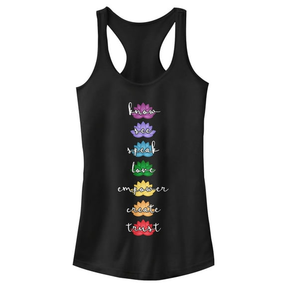 Junior's Lost Gods Seven Chakras Racerback Tank Top Black Large