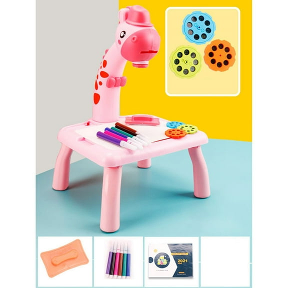 Kayannuo Toddler Toys Child Smart Giraffe Style Projector Desk With Light Learning Painting Machine Toy 5ML Toys for Ages 5-7 ()