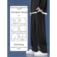 thumbnail image 2 of Pantalones casuales de seda de hielo para hombre, corte holgado, pierna recta, diseño drapeado, ligero, temporada Primavera Verano Otoño, Ideal de secado rápido, 2 of 5