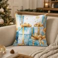 thumbnail image 3 of QISIWOLE Christmas Gift Cushion Cover, Blue Holiday Ball Tree Snow Print Pillowcase, 18 x 18 in Polyester Pillow Cover, for Sofa Couch Bedroom and Christmas Decor, 3 of 7