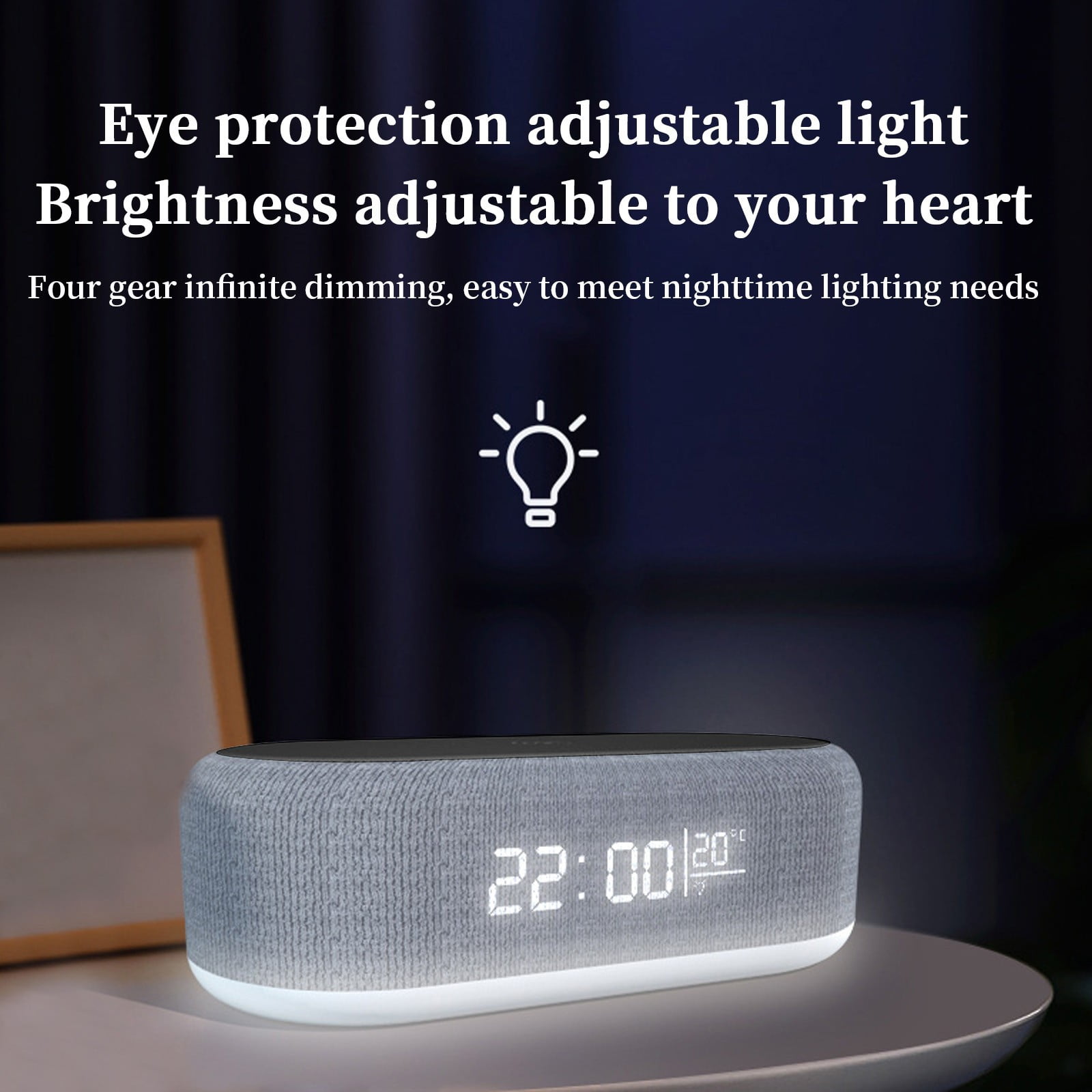 HOZVOMI 15W Wireless Charging Bluetooth Speaker with Digital Alarm Clock, Temperature Display, and Night Light