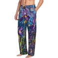thumbnail image 6 of Sigee Cosmic Purple Irises print Men's Pajama Pants Lounge Sleep Bottoms with Elastic Waistband and Pockets-Small, 6 of 6