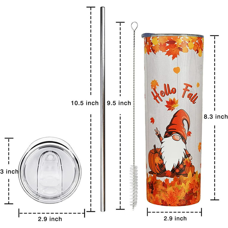 Fall Gnome Tumbler With Lid and Straw, It's Fall Y'all Cup, Pumpkin Spice  Cup, Cup for Fall, 20oz Tumbler Keeps Drinks Hot or Cold for Hours 