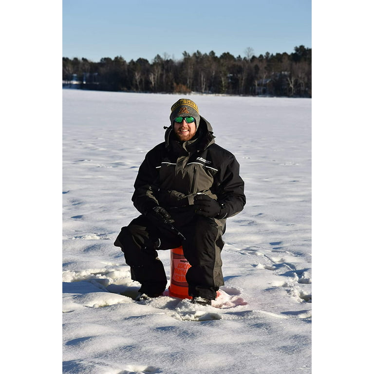 Ice Fishing Suit, Ice Fishing Bib and Jacket, Suit / Black Gray / L