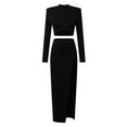 thumbnail image 6 of Women Sexy Long Sleeve Neck Cutout Ruched Bodycon Midi Dress - Polyester & Spandex, Ideal for Club & Party Occasions, 6 of 8