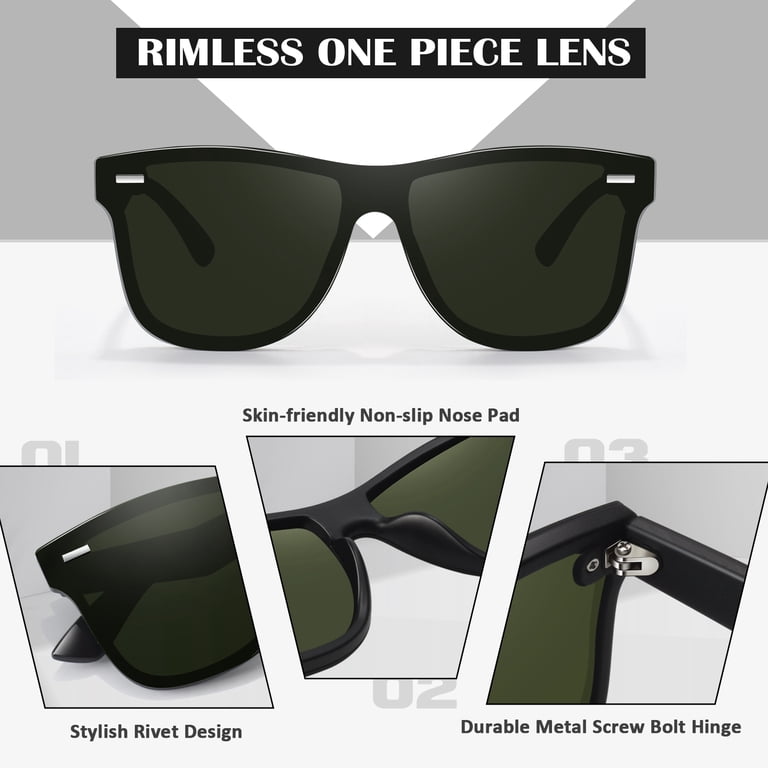 LINVO Oversized Trendy One-Piece Mirrored Lens Polarized  display picture 1