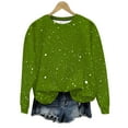 thumbnail image 3 of Feancey Pullover Tops for Women Oversized Graphic Sweatshirts Teen Girl Trendy Shiny Print Blouses Loose Fit Casual Loose Sweatshirt Army Green M, 3 of 9