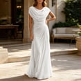 thumbnail image 2 of Dress for Women Cowl Neck Sleeveless Ruched Waist Chiffon Floor Length Maxi Gown Elegant Formal Wedding Guest Evening Dress, 2 of 6