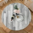 thumbnail image 2 of Round Tablecloth Fitted Elastic Edge Patio Table Covers Wrinkle Resistant Waterproof Vinyl Table Cloth for Picnic Camping Indoor and Outdoor，Grey Wood Grid Stripe 36"-44", 2 of 4
