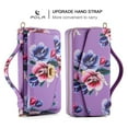 thumbnail image 2 of ELEHOLD Multi-Functional Wallet Case for iPhone 13 Pro Max 6.7", Large Capacity 14 Card Slots Magnetic Detachable Phone Case with Wristband Shoulder Strap Luxury Flower Purse Case, Purple, 2 of 11