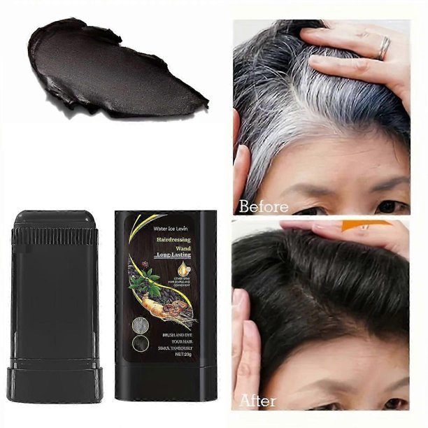 Portable Hair Dye Comb for Gray Hair Coverage, Brownish Black Hair Colour Stick with Built-in Comb, Safe and Convenient, Waterproof and Sweat-proof Ha