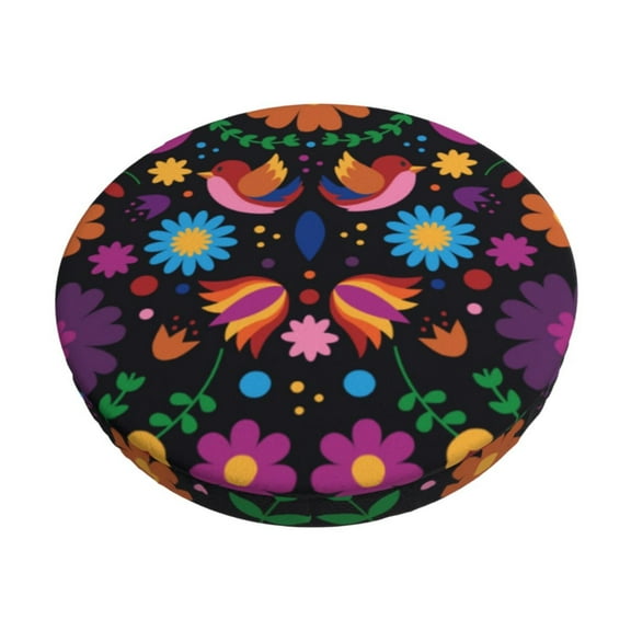 Naloa Colorful Floral2 Round Bar Stool Cushion Cover 12-14 inch, Fits Kitchen, Office, Restaurant Chairs - 12 inch