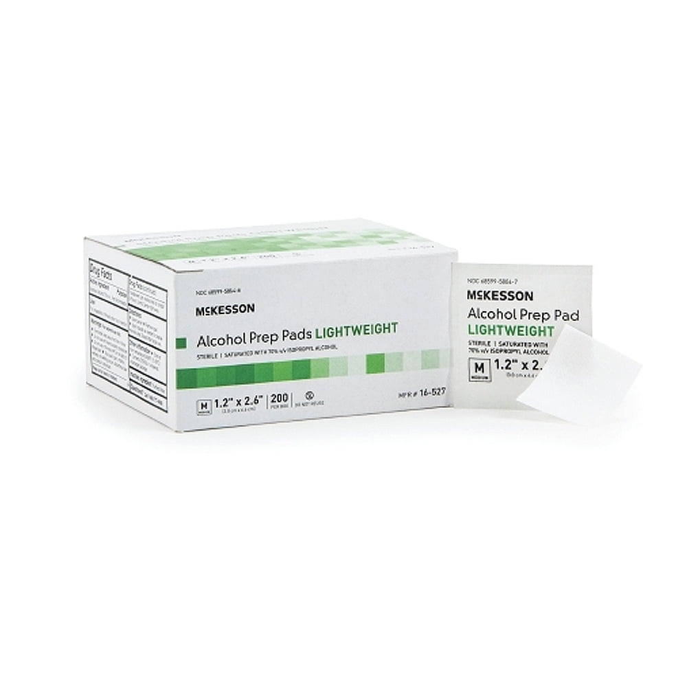 Lightweight Alcohol Prep Pad McKesson Isopropyl Alcohol, 70 Individual