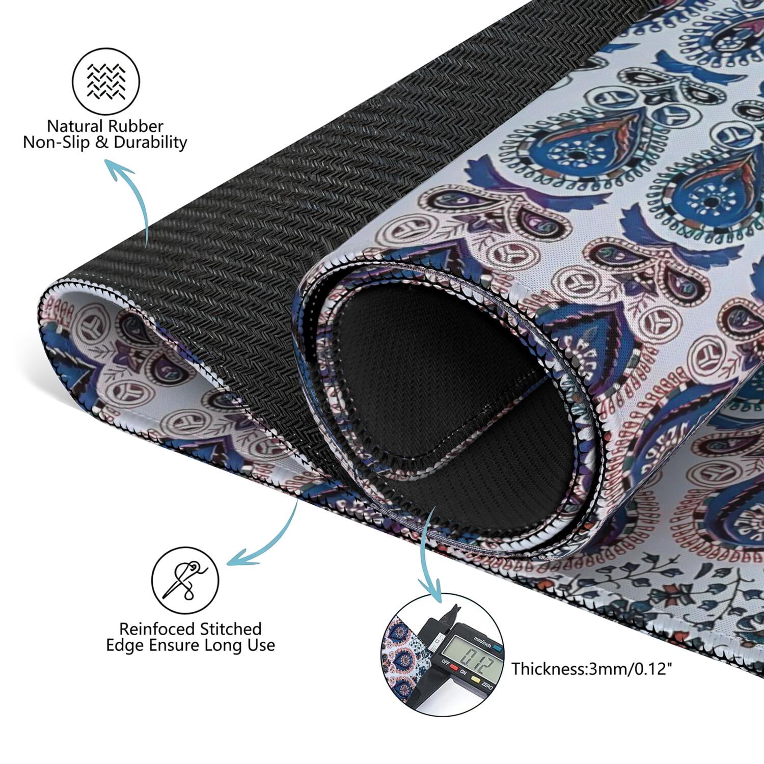 Boho Mahjong Mat for Table, 31.5*31.5in Anti Slip American Mahjong Table Cloth, Noise Reduction, Neoprene Mah jongg Mat with Carrying Bag & 3 Dices, Mahjong Accessories Gift for Board Tile Games Mats