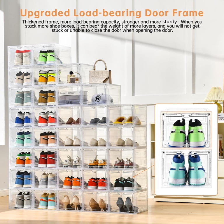 Upgraded X-Large Shoe Storage Box,12 Pack,Shoe Box Clear Plastic