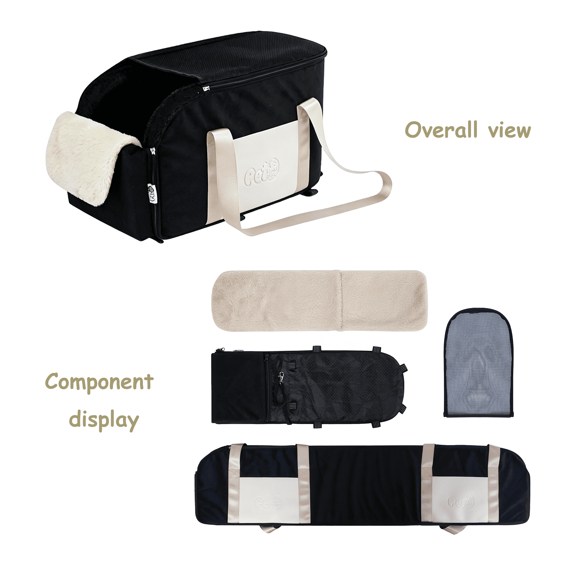 Center Console Dog Car Seat for Small Dogs up to 15.4lbs, Anti-Collapse Pet Booster Seat & Dog Booster Car Seat for Car Armrest with Non-slip Base