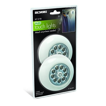 - Peel and Stick Battery Operated Touch lights with 9 Bright LED lights, Set of 2, White
