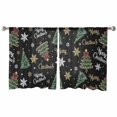 thumbnail image 6 of Black Christmas Sheer Curtains 45 Inch Length 2 Panels Set, Semi Transparent Voile Rod Pocket Curtains for Living Dining Room Bedroom Drapes Winter Green Pine Tree Gold Snowflake, 6 of 8