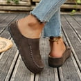 thumbnail image 3 of Women's Platform Suede Slip On Casual Shoes Close Toe Lightweight Clogs Wide Width Non Slip Slide Walking Shoes Brown Size 9.5, 3 of 8