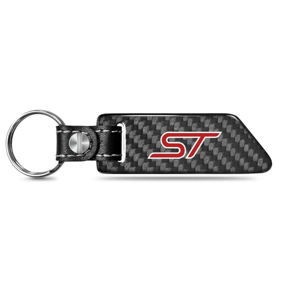 Ford Focus ST Real Carbon Fiber Blade Style with Black Leather Strap Key Chain