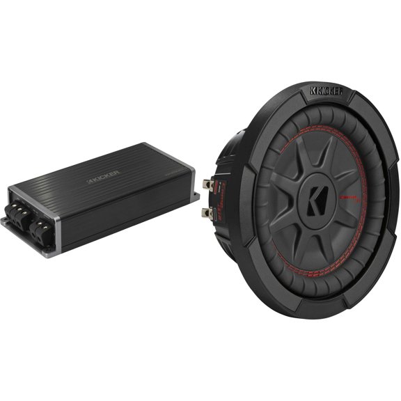 Kicker Marine KPX500.1 Powersports Amp & 8" CompRT DVC 2 Ohm. Subwoofer Audio Upgrade