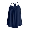 thumbnail image 4 of OOOUM Women Pleated T Back Tank Top Solid Spaghetti Strap Pullover Scoop Neck Flowy Loose Fit Lightweight Beach Casual Layering Camisole Blue M, 4 of 6