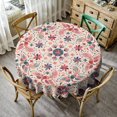 thumbnail image 1 of Beige Mexican Tablecloth, Boho Style Ethnic Flower Bird Print Retro Colorful Mexican Table Cloth for Kitchen Party Picnic Dining Decor, Round(60x60in), 1 of 1