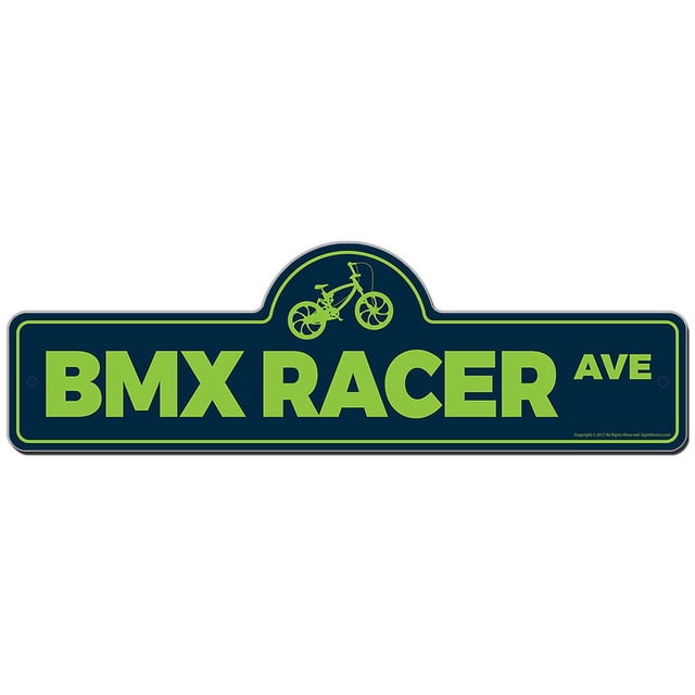 BMX Racer Rue Signe Intérieur / Extérieur Décoration Amusante pour les Garages, Salons, Chambre à Coucher, Bureaux Cadeau Personnalisé SignMission