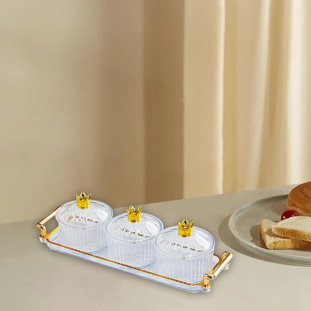 Elodie Assiette de Fruits Secs 3 Compartiments Plat à Collations Boîte de Rangement pour Aliments Pot à Biscuits Plateau à Collations pour Transparent