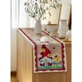 thumbnail image 5 of Table Runner 48 Inches Long for Kitchen Dining, Red Gnomes Dresser Scarf Farmhouse, Dining Table Decorations for Wedding/Parties, Spring Daisy Wildflowers Farmhouse Wooden Plank 13 x 48 In, 5 of 8