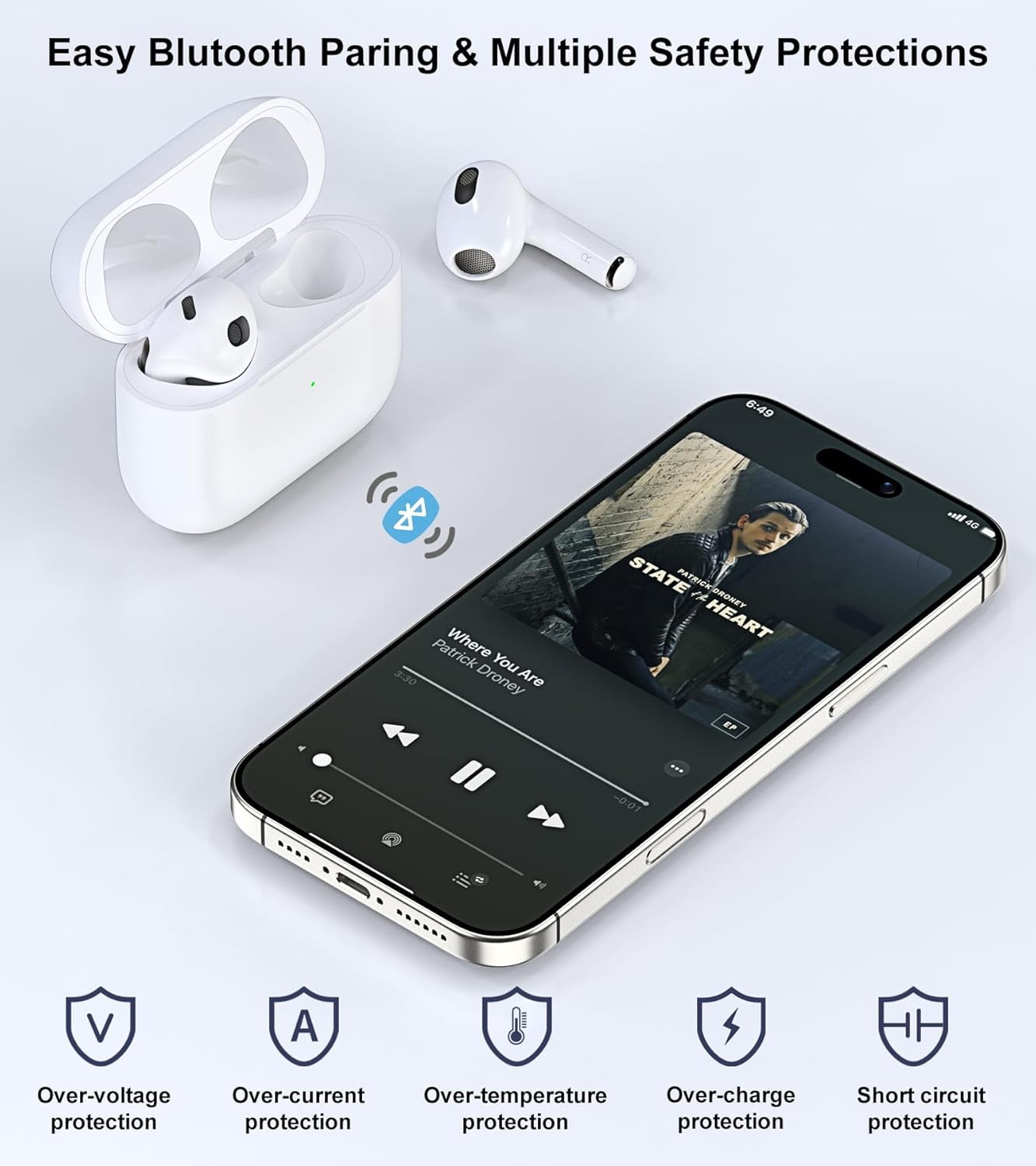 Wireless Charging Case Compatible with AirPods 3rd Generation, Charger Case Replacement for AirPods 3 , Earbuds Not Included（Usb-C Port)