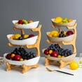 thumbnail image 5 of Furnian Fruit Bowl, Decorative Modern Fruit Basket for Kitchen Counter Cake Snacks Storage Mother Day Gifts - Beige, 5 of 11