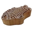 thumbnail image 3 of Decorative Handcarved Wood Fish Block Art Wooden Textile Stamp Printing Block, 3 of 3
