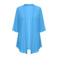 thumbnail image 4 of Garbnen Shrugs for Women Chiffon Open Front Long Womens Short Sleeve Cardigan Soft Lightweight Sun Protection Casual Sheer Womens Shawl Blue XXL, 4 of 6