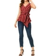 thumbnail image 3 of INSPIRE CHIC Women's Summer Tops Sleeveless V Neckline Wrap Tie Waist Tops S Red, 3 of 7