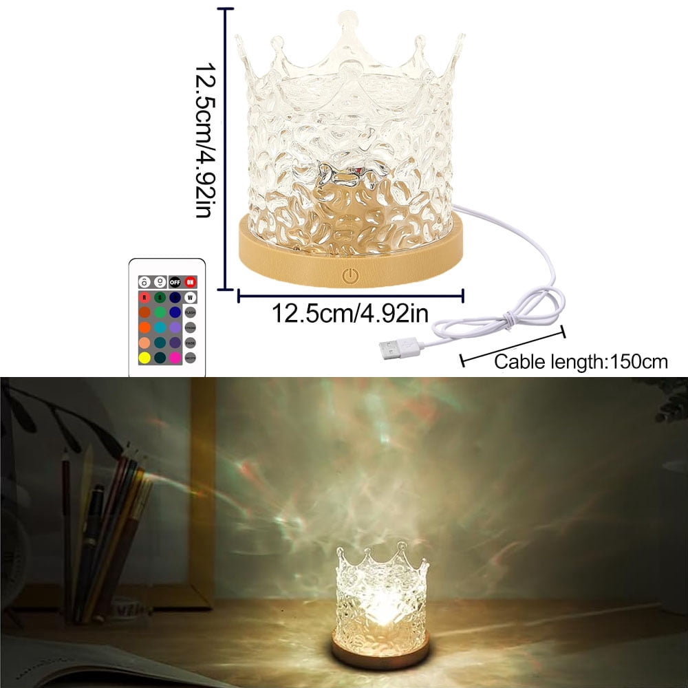 VIVIHEYDAY RGB LED Water Ripple Aurora Projector 16 Colors Changing Night Lights Rotating Crystal Table Lamp with Remote