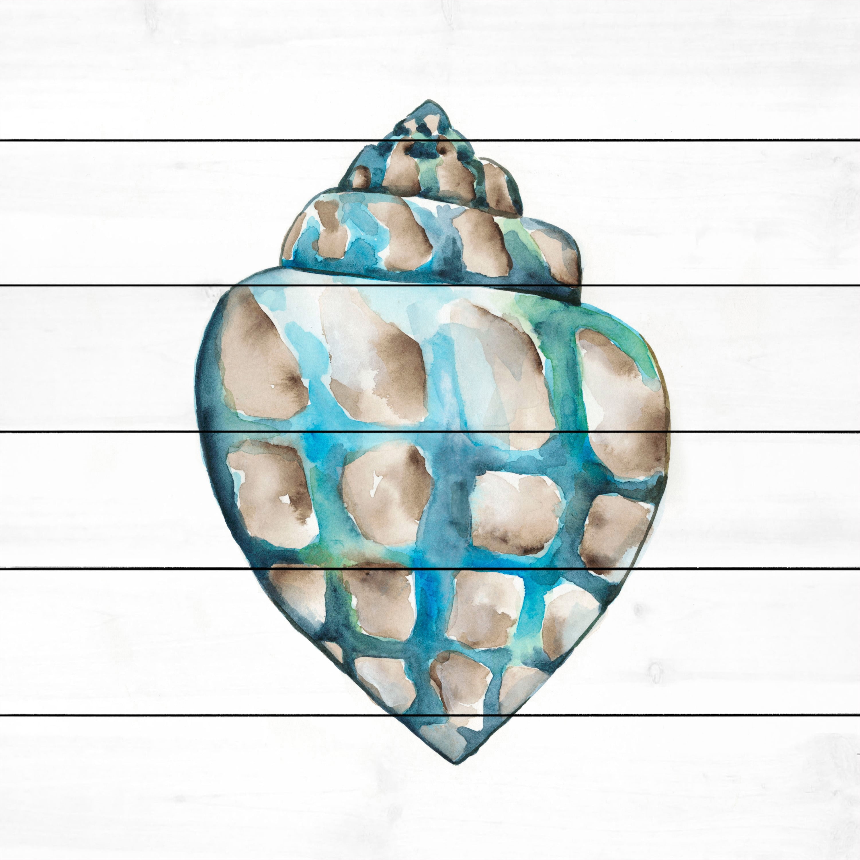 Marmont Hill "Aquarelle Shells V" Painting Print on White Wood